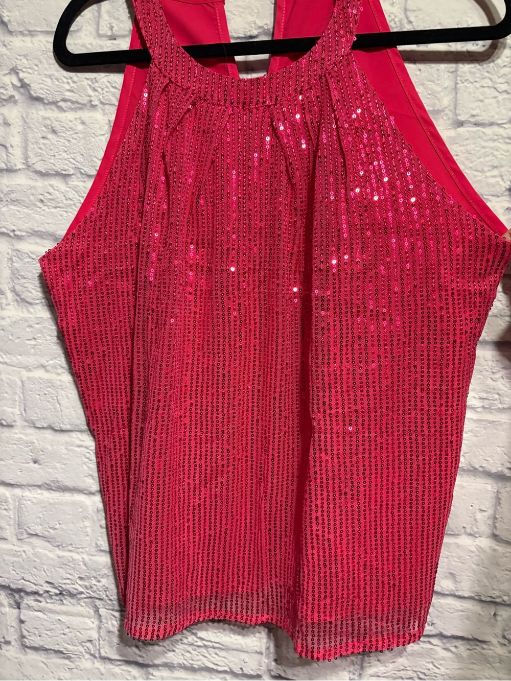 Fuchsia Sequin Halter Tank Top - Women XL - Picture 4 of 8